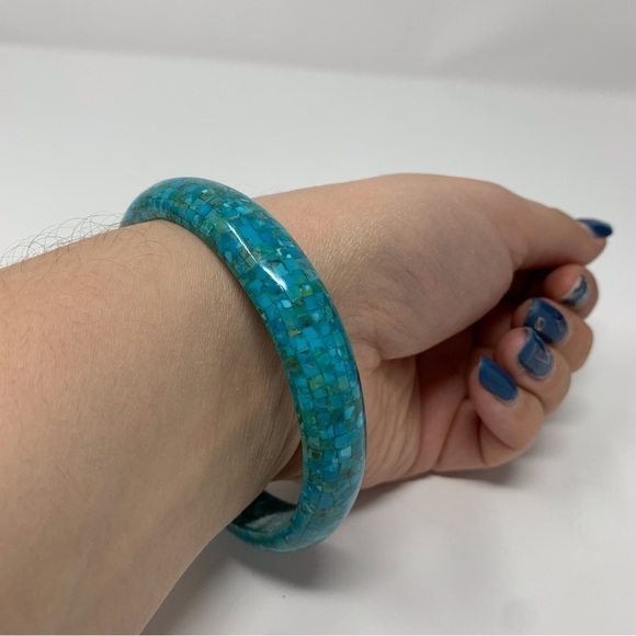 Classic Blue Green Speckled Bangle - Picture 4 of 6